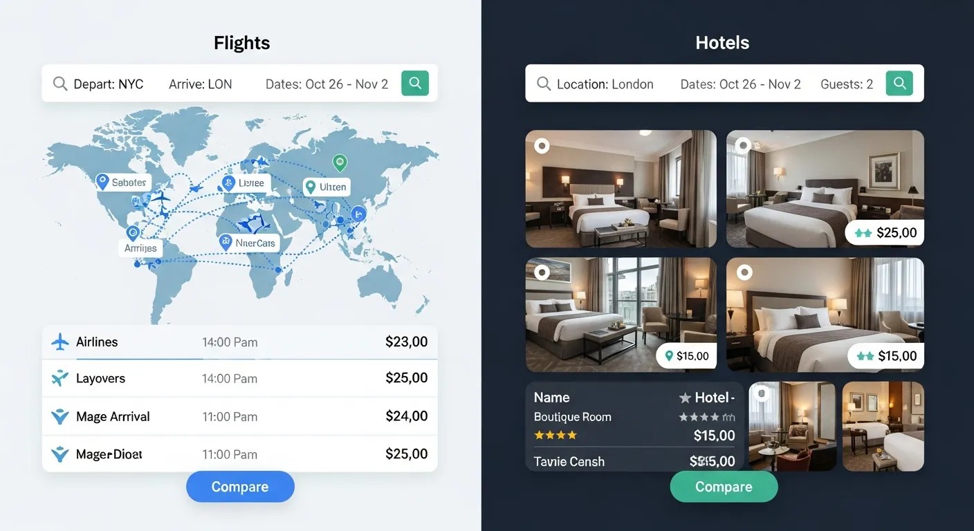 Comparing Flights and Hotels Together